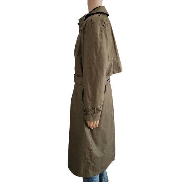 London Fog Trench Coat 3M Thinsulate Removable Liner Double Breasted Khaki Mens - Picture 4 of 13